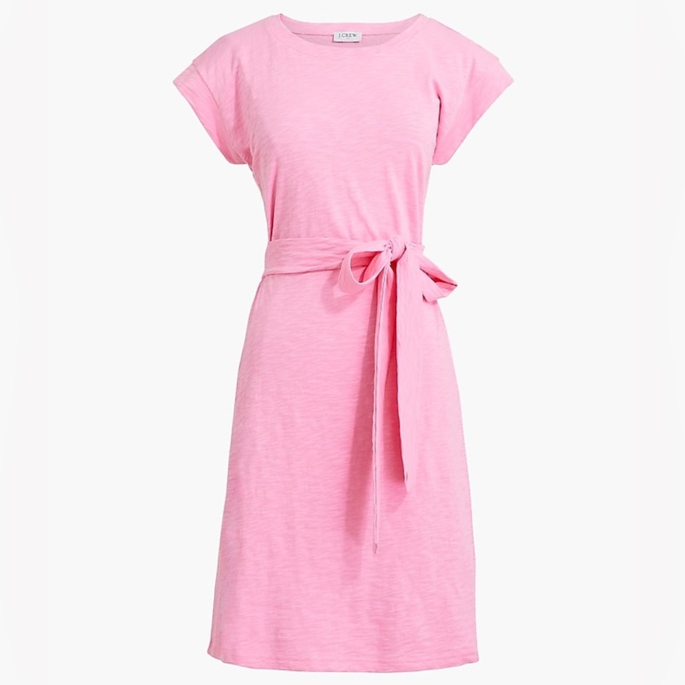 J.Crew Knit Tie-Waist Mini Dress in Tulip Pink